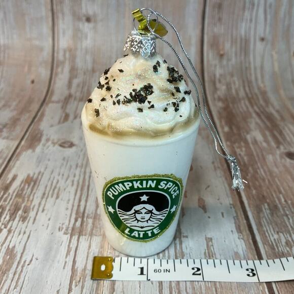 Pumpkin Spice Latte Ornament Handmade Glass by Cody Foster & Co - Picture 3 of 4